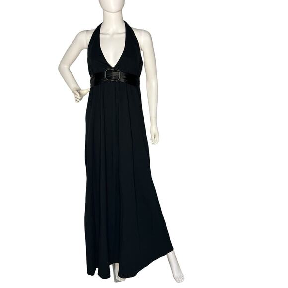 NEW Eva Franco Size 8 Halter Empire Maxi Gown Keyhole Back Goth Vamp - Picture 2 of 10